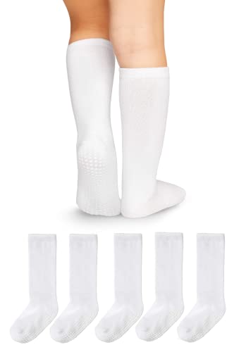 LA Active Calcetines Antideslizantes - Calcetín Alto con Suela de Puntos de gel para Bebé, Niños, Niñas, moda infantil, hecho de algodón