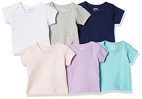 Amazon Essentials Camiseta con Hombros Abiertos Unisex Bebés, Pack de 6, Rosa/Morado/Azul Agua, Prematuro