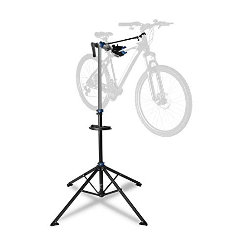 Ultrasport Caballete para bicicleta Profi, estable, caballete de reparación para bicicletas como las de montaña, eléctricas, etc hasta 30 kg, funciones prácticas para la reparación, Plata/Azul