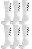 Hummel – Juego de 6 pares de calcetines unisex, color negro/blanco, con logotipo, muchas tallas, color weiß (9001), tamaño 36 - 40 (Size 10)