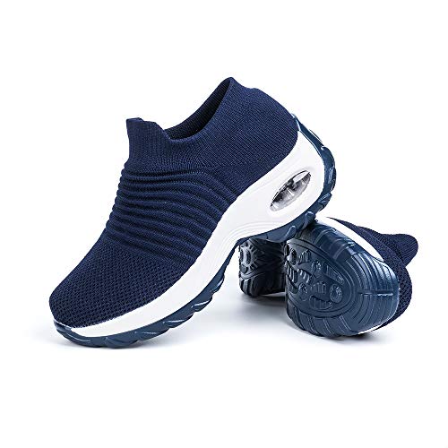 Zapatillas Deportivas de Mujer Zapatos Running Fitness Gym Outdoor Sneaker Casual Mesh Transpirable Comodas Calzado Azul Talla 40