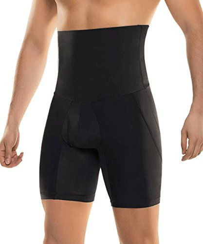 RIBIKA Shorts negros que adelgazan los hombres Pantalones de la talón de la compresión de la panza del control de la cintura alta