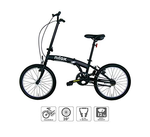 Nilox Micro Bike 20P-X0 Bicicleta (Plegado, Completo, Acero, 50,8 cm (20'), Cadena), Unisex Adulto, Negro