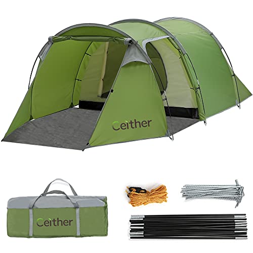 Ceither Tienda de campaña para 4 personas, portátil, ligera, impermeable, con una habitación y vestíbulo, para acampar al aire libre, senderismo, viajes, supervivencia, expedición, refugio de lujo