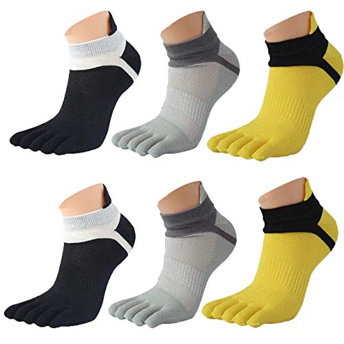 Saisiyiky Los hombres de malla Meias Deportes Correr Calcetines del dedo del pie (3 Par Mezcla de color)