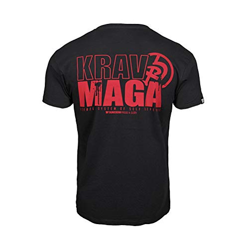 Pulgares Down Krav Maga Camiseta Israel Sistema de Auto Defensa MMA. Gimnasio Entrenamiento. Marcial Artes Informal - Negro, X-Large