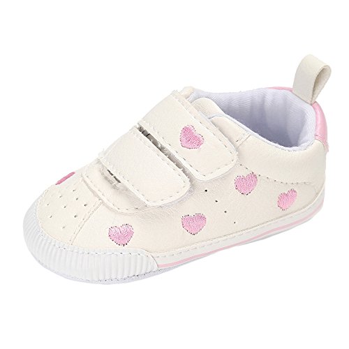 MK MATT KEELY Zapatillas para Bebé Niña Niños Primeros Pasos Zapatillas Antideslizantes de Cuero Suave de PU 6-12 Meses,Pink Heart
