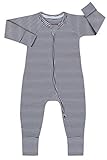 Dim 0A0I Pijama Largo para bebés y niños pequeños, Rayé Gris Foncé/Blanc, 3M