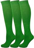Mysocks 3 Pairs Calcetines altos unisex hasta la rodilla con algodón peinado extrafino Verde
