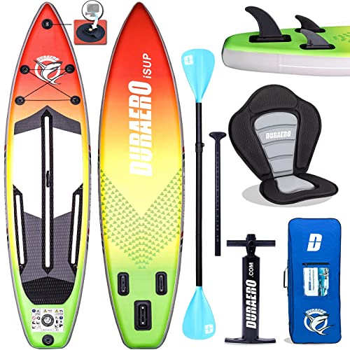 Tabla Paddle Surf Hinchable, Stand Up Paddle Board Tabla de Surf Premium con Asiento de Kayak, Soporte para cámara, Remo Doble y Juego Completo de Accesorios, 330x76x15cm, hasta 150kg, Multicolor