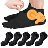 REKYO 5 Pares Hombres Toe Calcetines Cinco Dedos Calcetines De Algodón Suave Y Transpirable Bajo Corte Calcetines Para Hombres (Negro)