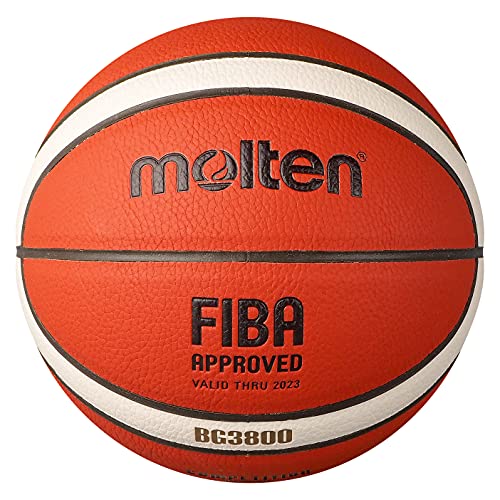 MOLTEN Balón B6G3800 - Balón de Baloncesto, Color Naranja y Marfil/marrón, 6