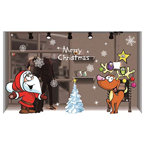 Yehapp 1 juego de pegatinas extraíbles reutilizables y Navidad gran pegatinas de pared decoración de la habitación de Papá Noel de vinilo de PVC para Año Nuevo para el hogar, oficina, fiestas